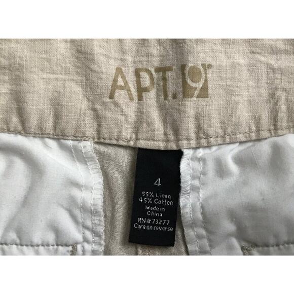 APT 9 Womens Size 4 Linen Blend Beige Casual Summer Flat Front Shorts - Picture 3 of 3